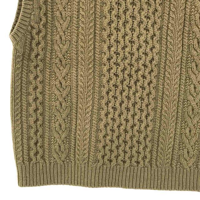【美品】 AURALEE / オーラリー | FRENCH MERINO ARAN KNIT VEST アランニットベスト | 0 | KHAKI BEIGE | レディース