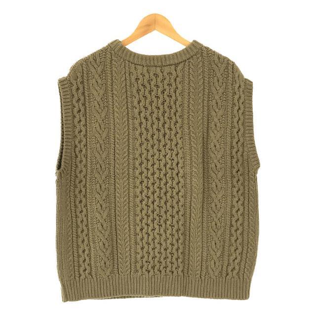 【美品】 AURALEE / オーラリー | FRENCH MERINO ARAN KNIT VEST アランニットベスト | 0 | KHAKI BEIGE | レディース