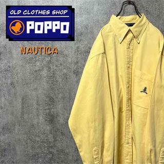 NAUTICA - ノーティカ☆ポケットエンブレム刺繍ロゴチノボタンダウンシャツ 90s 薄黄