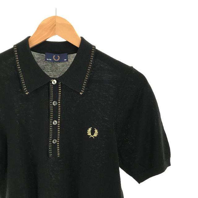 FRED PERRY(フレッドペリー)のFRED PERRY / フレッドペリー | ニットジャガード ポロシャツ | 38 | ブラック | メンズ メンズのトップス(Tシャツ/カットソー(半袖/袖なし))の商品写真