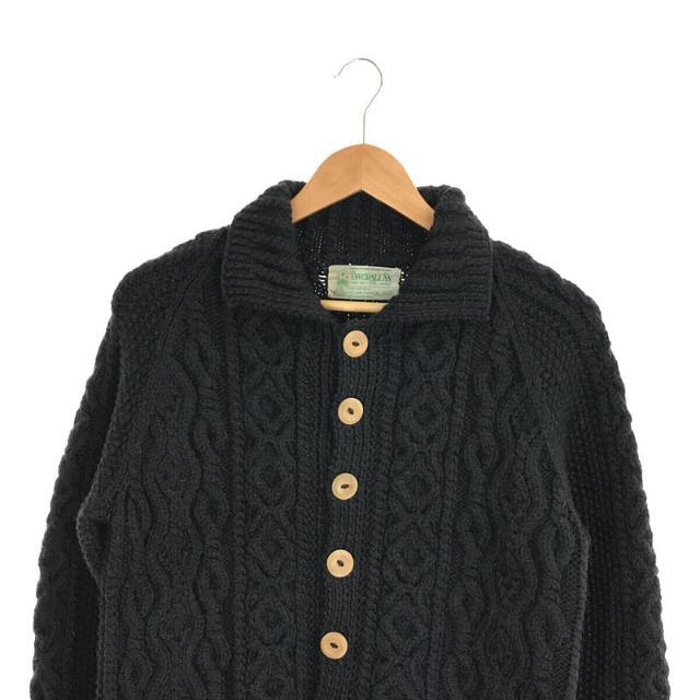 INVERALLAN / インバーアラン | 3A LUMBER CARDIGAN 緑タグ アランニット カーディガン | ネイビー | メンズ