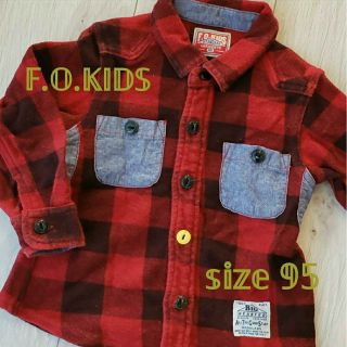 エフオーキッズ(F.O.KIDS)のF.O.KIDS チェックシャツ レッド 95 子供服(ジャケット/上着)