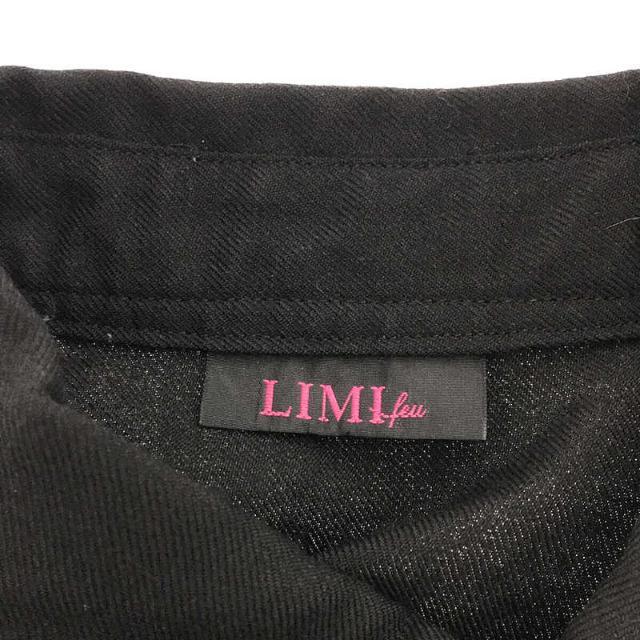 LIMI feu(リミフゥ)の【美品】  LIMI feu / リミフゥ | ウール ギャザー チェック切替 ビッグシルエット ロング シャツ ワンピース | S | ブラック | レディース レディースのワンピース(ロングワンピース/マキシワンピース)の商品写真