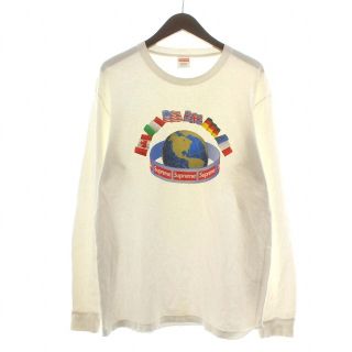 シュプリーム(Supreme)のシュプリーム L/S Tシャツ ロンT 長袖 クルーネック 地球儀 L 白(Tシャツ/カットソー(七分/長袖))