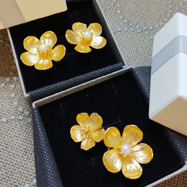 KAJA BIJOUX お花のピアス、リングセット カジャビジュー