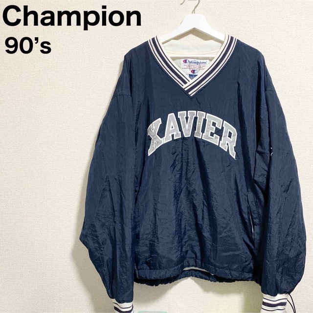 90s チャンピオン XAVIER ナイロンジャケット ザビエル大学 ビッグロゴ
