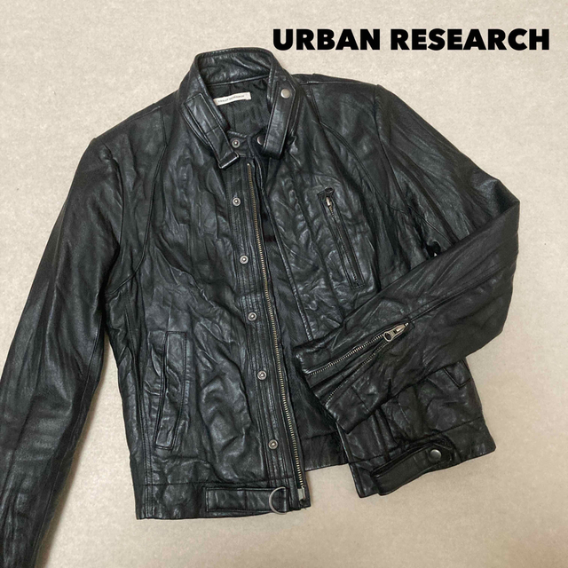 URBAN RESEARCH(アーバンリサーチ)のURBAN RESEARCH　豚革　ライダース　レザージャケット　ブラック レディースのジャケット/アウター(ライダースジャケット)の商品写真