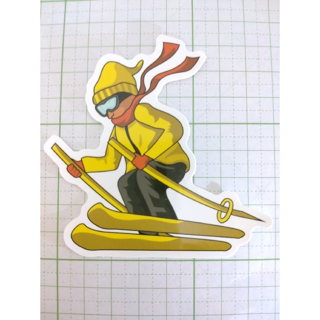 【1046】スキーヤー 滑降 黄色 イエロー 防水ステッカー スポーツ/アウトドアのスキー(その他)の商品写真