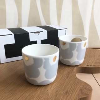 マリメッコ(marimekko)の新品 2個 marimekko UNIKKO ウニッコ ラテマグ アイシーグレー(食器)