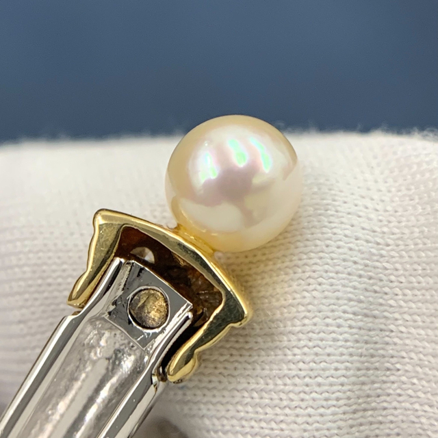 MIKIMOTO(ミキモト)のK18 シルバー　ミキモト　ブローチ　ダイヤモンド　アコヤ真珠　4.6mm レディースのアクセサリー(ブローチ/コサージュ)の商品写真