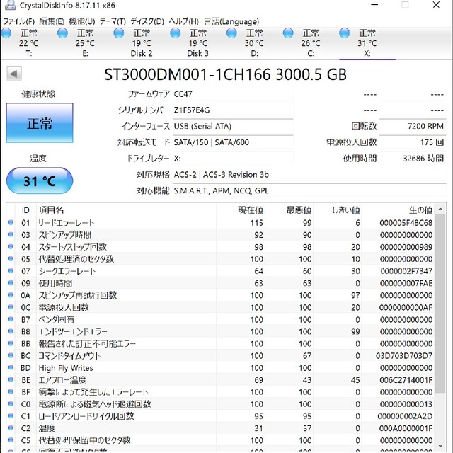 HDD 3.5inch 3TB*2 計6TB 4