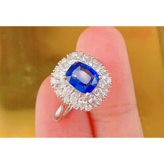 天然 ロイヤルブルーサファイア ダイヤ リング0.42ct k18 fギフト