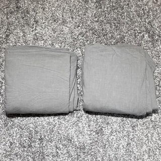 ムジルシリョウヒン(MUJI (無印良品))の綿洗いざらしボックスシーツS グレー 100×200×18-28cm 2組セット(シーツ/カバー)