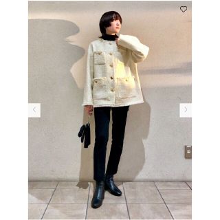 プラステ(PLST)の新品！紙タグ付！♥️PLST♥️ツィードノーカラージャケット(ラメ糸入り)。Ｓ。(ノーカラージャケット)