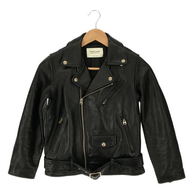 【美品】  beautiful people / ビューティフルピープル | vintage leather riders jacket ラム レザー ヴィンテージ 加工 レザー ダブル ライダース ジャケット | 140 | ブラック | レディース