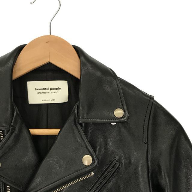 【美品】 beautiful people / ビューティフルピープル | vintage leather riders jacket ラム レザー  ヴィンテージ 加工 レザー ダブル ライダース ジャケット | 140 | ブラック | レディース