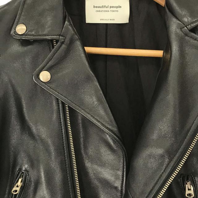 【美品】 beautiful people / ビューティフルピープル | vintage leather riders jacket ラム レザー  ヴィンテージ 加工 レザー ダブル ライダース ジャケット | 140 | ブラック | レディース