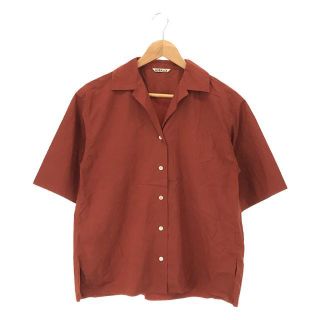 オーラリー(AURALEE)のAURALEE / オーラリー | SELVEDGE WEATHER CLOTH HALF SLEEVED SHIRTS セルヴィッチ ウェザークロス ハーフスリーブ オープンカラー シャツ | オレンジ | レディース(シャツ/ブラウス(半袖/袖なし))