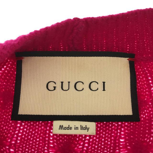 【新品】 GUCCI / グッチ | 457497 カシミヤ 100% GG ゴールドロゴ パールボタン リブ切替 パフスリーブ ニット カーディガン | XS | ピンク | レディース