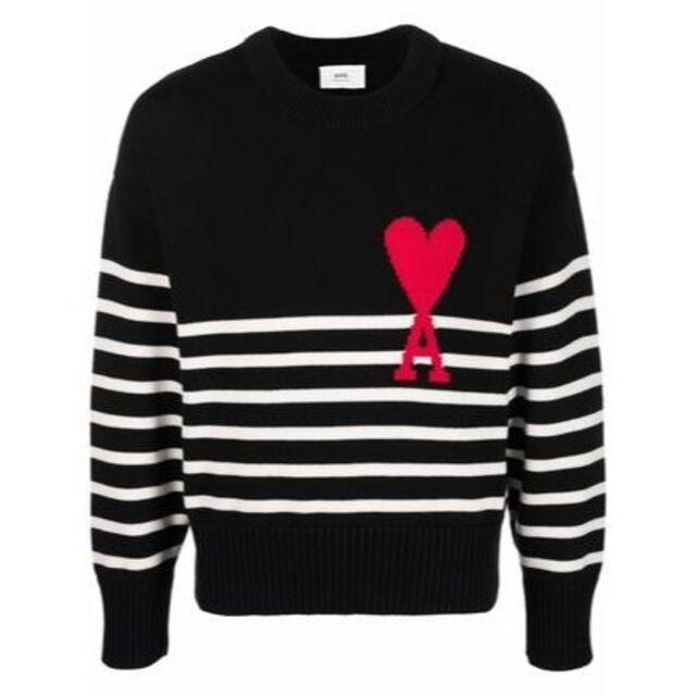 男女OK♪AMI PARIS オーガニックコットン ストライプ セーター ロゴ