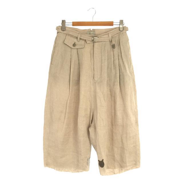 BED J.W. FORD / ベッドフォード | Wide Shorts リネン クロップド カットオフ ワイド パンツ ベルト付き | 0 | NATURAL | メンズ