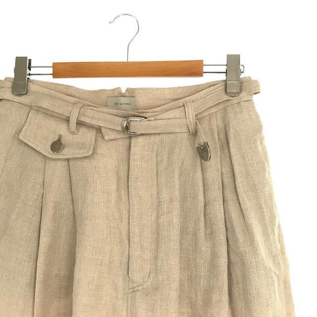 BED J.W. FORD / ベッドフォード | Wide Shorts リネン クロップド カットオフ ワイド パンツ ベルト付き | 0 | NATURAL | メンズ