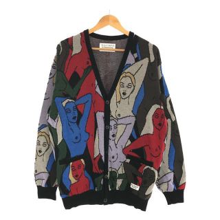 ワコマリア(WACKO MARIA)の【新品】  WACKO MARIA / ワコマリア | JACQUARD CARDIGAN ヌードガール ジャガードカーディガン | XL | ブラック | メンズ(カーディガン)