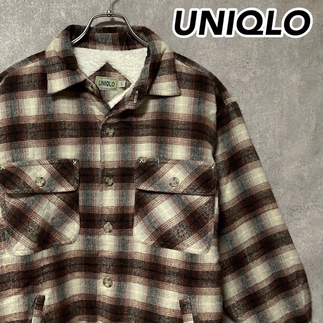 UNIQLO 80's 90's ヴィンテージ チェックシャツ ボア ジャケット