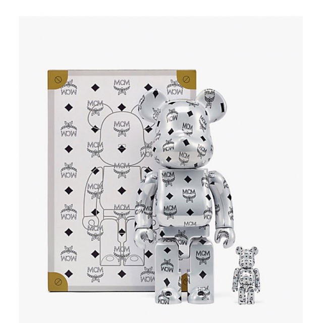 BE@RBRICK MCM WHITE CHROME 100％ & 400％