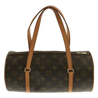 ルイヴィトン(LOUIS VUITTON)の【美品】  Louis Vuitton / ルイヴィトン | M51385 フランス製 パピヨン モノグラム ボストン 筒型 ハンド バッグ ポーチ セット シリアル有  保存袋付き | ブラウン | レディース(ボストンバッグ)