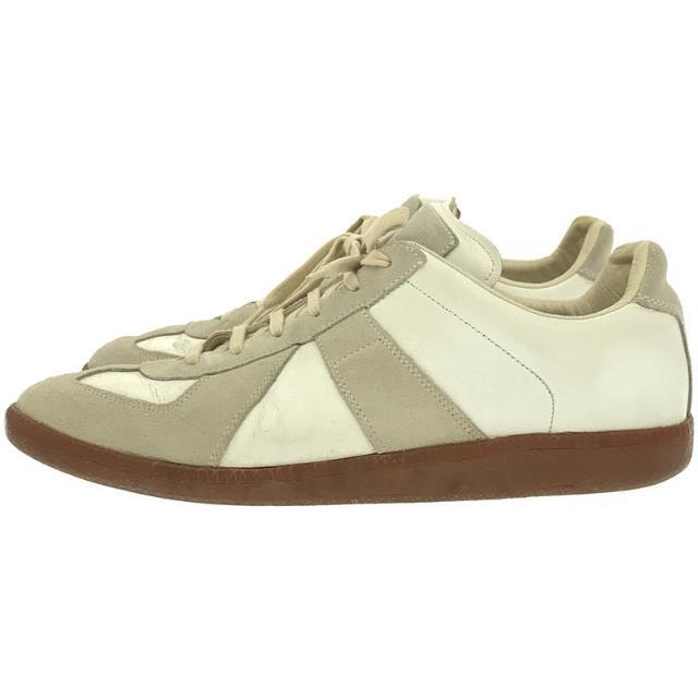 【美品】 Maison Martin Margiela / メゾンマルタンマルジェラ | ㉒ イタリア製 70s レプリカ ジャーマントレーナー  レザー スニーカー 箱有 S37WS0149 | 42 | ホワイト | メンズ