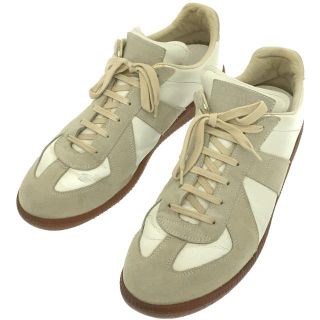 マルタンマルジェラ(Maison Martin Margiela)の【美品】  Maison Martin Margiela / メゾンマルタンマルジェラ | ㉒ イタリア製 70s レプリカ ジャーマントレーナー レザー スニーカー 箱有 S37WS0149 | 42 | ホワイト | メンズ(スニーカー)