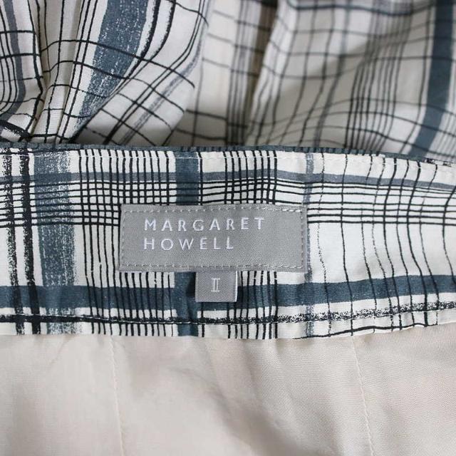 MARGARET HOWELL(マーガレットハウエル)のMARGARET HOWELL / マーガレットハウエル | シルク混チェックスカート | 2 | グレー×オフホワイト レディースのスカート(ひざ丈スカート)の商品写真