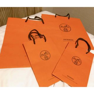 エルメス(Hermes)の小中4枚セットHERMESエルメス紙袋ショッパーショップ袋リボンおまけ付(ショップ袋)