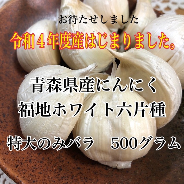 令和4年度産!!青森県産にんにく 福地ホワイト六片 特大のみバラ500g 食品/飲料/酒の食品(野菜)の商品写真