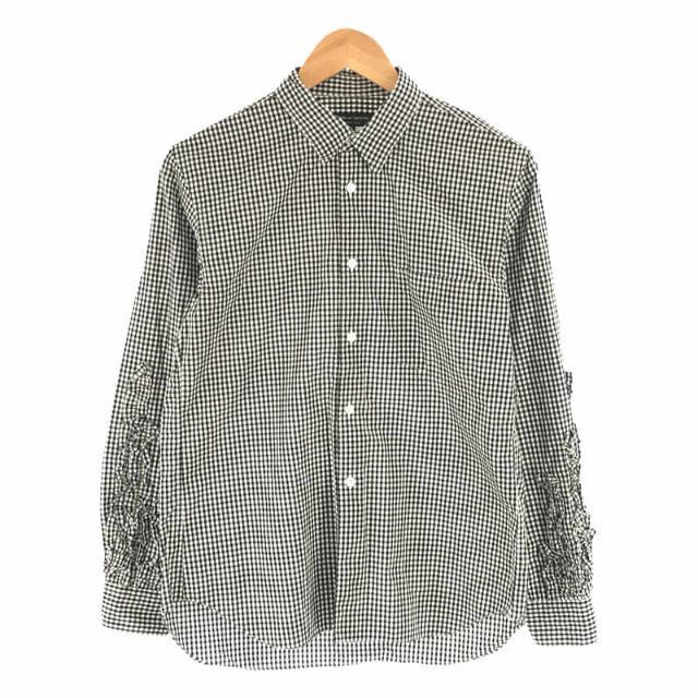 COMME des GARCONS HOMME PLUS / コムデギャルソンオムプリュス | AD2011 2012SS | コットン 袖 フリル ギンガム チェック シャツ | XS | ブラック / ホワイト | メンズ