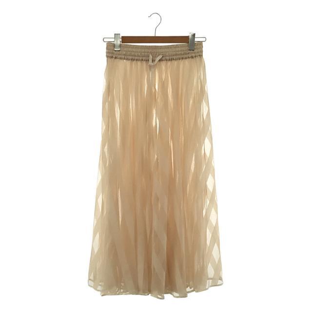 【美品】  Thomas magpie / トーマスマグパイ | long tulle skirt stripe ストライプ シアー プリーツ チュール ロング フレア スカート | 36 | Ivory | レディース