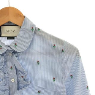 【美品】 GUCCI / グッチ | イタリア製 コットン ストライプ 丸襟