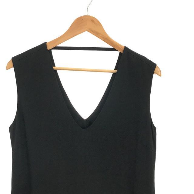 【美品】 Maison Martin Margiela / メゾンマルタンマルジェラ | サテン Vネック ロング ワンピース ドレス | 40 | ブラック | レディース