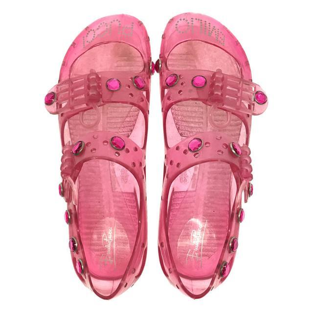 EMILIO PUCCI / エミリオプッチ | ビニール ストーン 装飾 ストラップ サンダル 箱付き | 39/40 | ピンク | レディース
