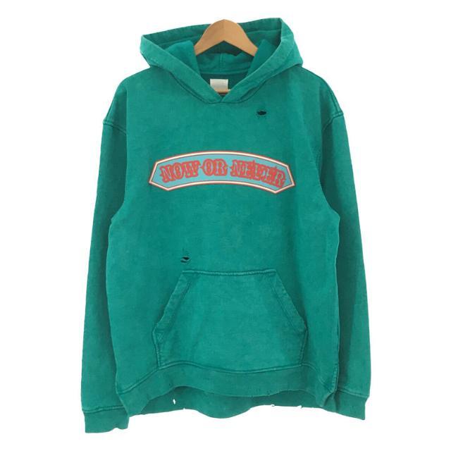 メンズ【新品】  ALCHEMIST / アルケミスト | 2019AW | NOW OR NEVER HOODIE USA製 ダメージ加工 ビッグシルエット プルオーバー スウェット パーカー  | M | green | メンズ