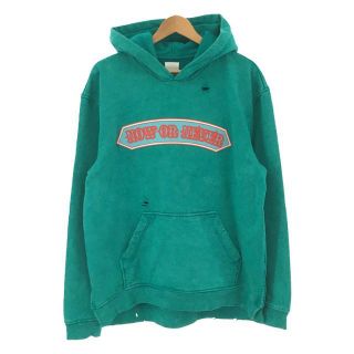 【新品】  ALCHEMIST / アルケミスト | 2019AW | NOW OR NEVER HOODIE USA製 ダメージ加工 ビッグシルエット プルオーバー スウェット パーカー  | M | green | メンズ