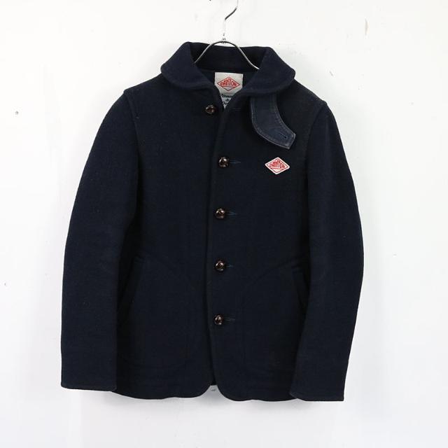 DANTON ウールモッサ ノーカラージャケット NAVY