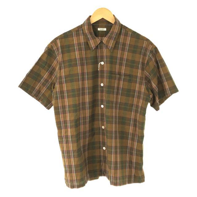 【新品】  PHIGVEL / フィグベル | 2022SS | MADRAS BACK GATHERING SS SHIRT マドラスチェック オープンカラー ギャザー 半袖 シャツ | 14 1/2 size1 | BROWN×GREEN | メンズ