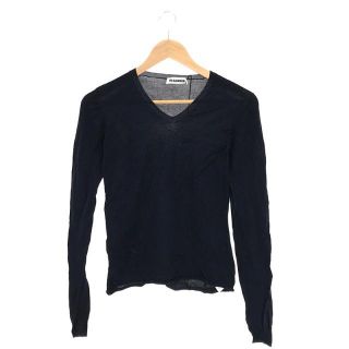 ジルサンダー(Jil Sander)の【美品】  JIL SANDER / ジルサンダー | 縮絨加工 コットンクルーネックニット | 38 | ネイビー | レディース(ニット/セーター)