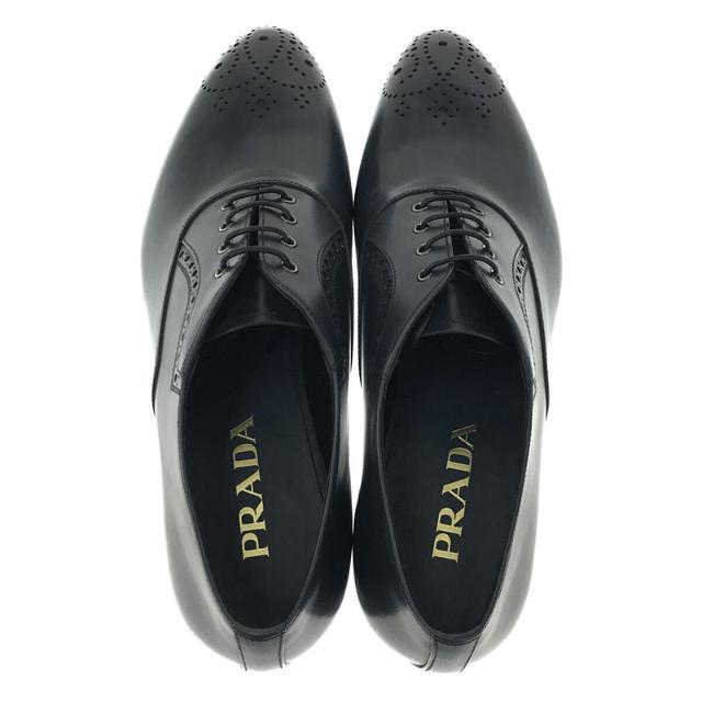 【美品】  PRADA / プラダ | SEMI BROGUE セミブローグシューズ | 7.5 | ブラック | メンズ