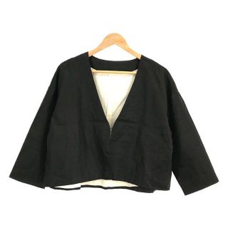 【新品】  Gauze# / ガーゼ | 2022SS | YOSOYUKI JACKET リネン ノーカラー ジャケット | F | ブラック | レディース(その他)