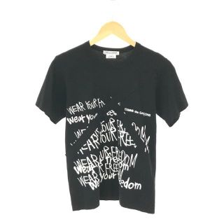 コムデギャルソン(COMME des GARCONS)のCOMME des GARCONS / コムデギャルソン | AD2019  | WEAR YOUR FREEDOM コットン クルーネック プリント ロゴ クロス カットソー Tシャツ | M | ブラック | レディース(Tシャツ(半袖/袖なし))