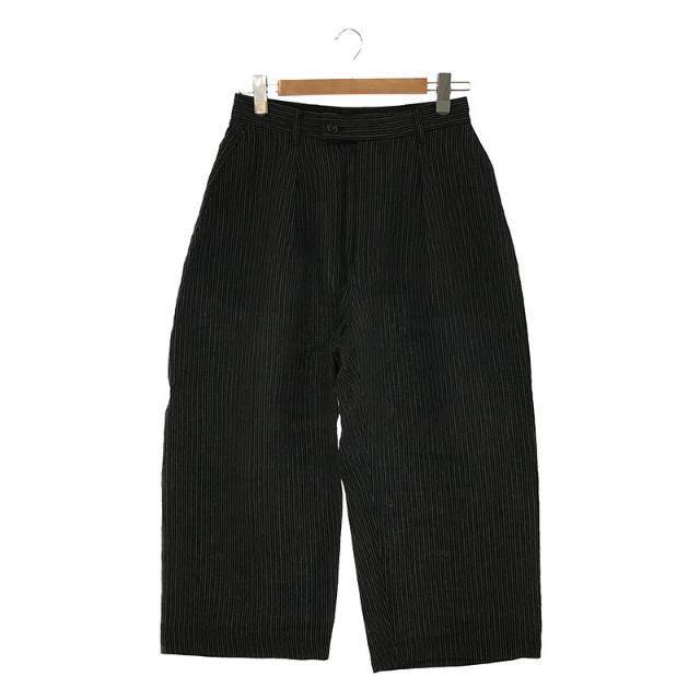【新品】  MAINU / マイヌ | 2021SS | Linen/和紙 Ojo Stripe Side Dirts Pocket Wide Pants リネン ストライプ サイドダーツポケット ワイドパンツ | 1 | ブラック | メンズ