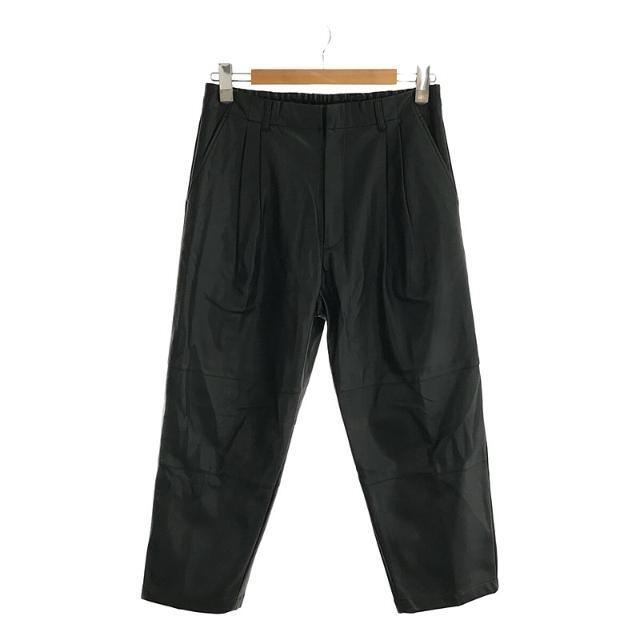 【新品】  stein / シュタイン | FAKE LEATHER WIDE TROUSERS / Dark charcoal フェイクレザー 2タック スラックス パンツ | S | ブラック | メンズ